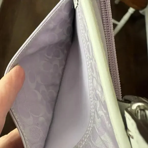 VTG Coach Wristlet Wallet Bag Envelope Clutch Lavender/Lilac Leather W/Dustbag - Picture 5 of 9